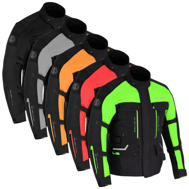 Black & Orange Biker Textile Long Motorcycle Jacket Biker CE Armours -